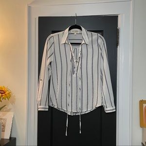 White and Black Stripe Blouse